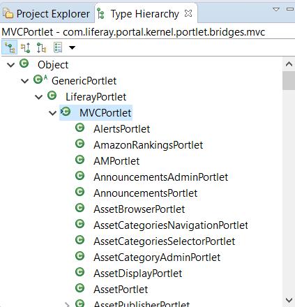 Figure 1: Browse the Type Hierarchy window and open the provided classes for examples on how to extend a class.