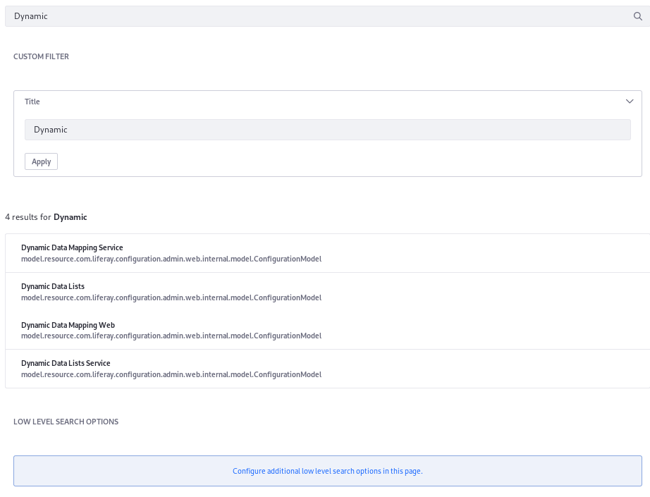 Figure 2: Configure the search page to search a different index.