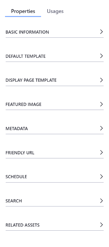 Figure 3: New web content can be customized in various ways using the menu located to the right of the editor.