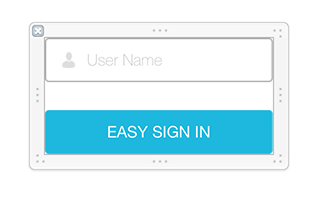 Figure 1: This Full Theme for the Login Screenlet, includes a text field for entering the user name, uses the UDID for the password, and adds a Sign In button with the same restorationIdentifier as the Default Theme.
