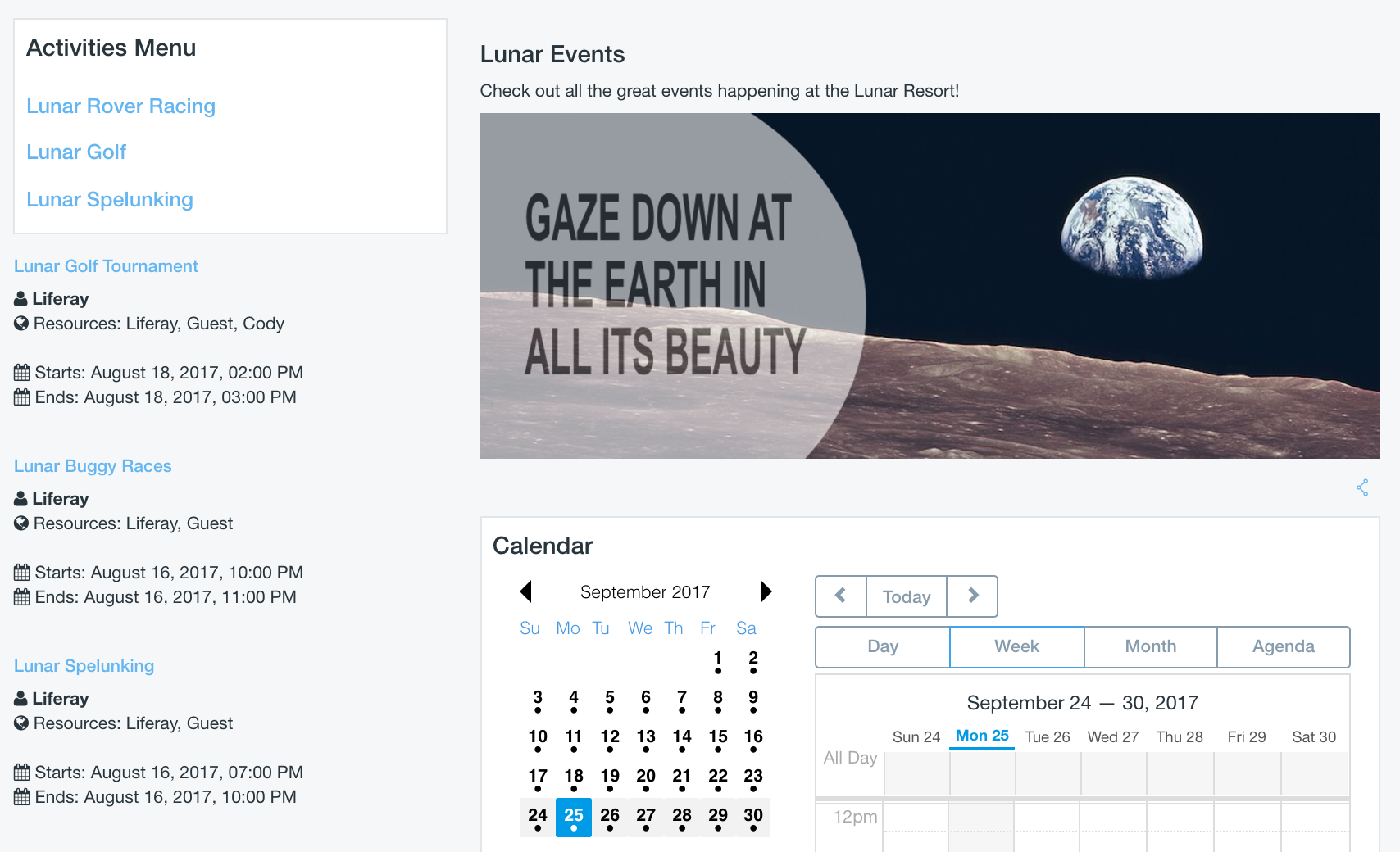 Figure 1: The final Activities page.