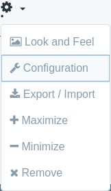 When a user clicks the gear icon and selects Configuration, the applications configuration action is invoked.