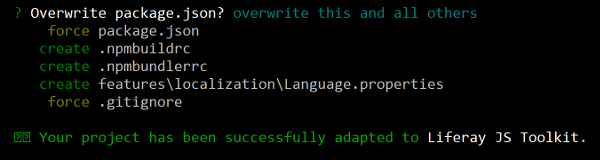 Figure 2: You can run the adapt subtarget of the Liferay JS Generator to adapt your existing apps for Liferay.