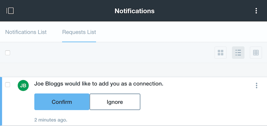 Figure 3: You can confirm, ignore, or delete requests.
