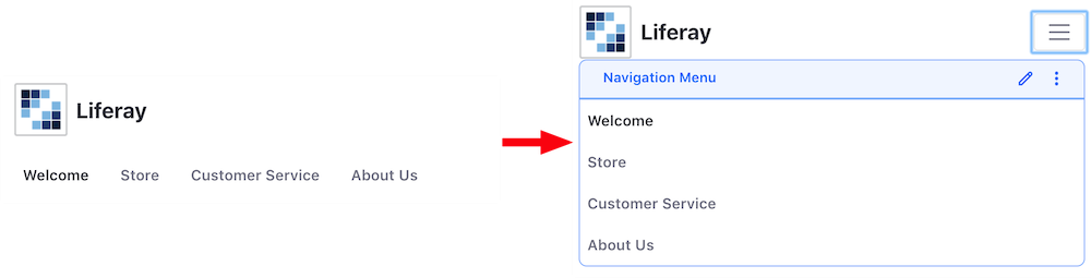 Figure 2: The main navigation adjusts its size.