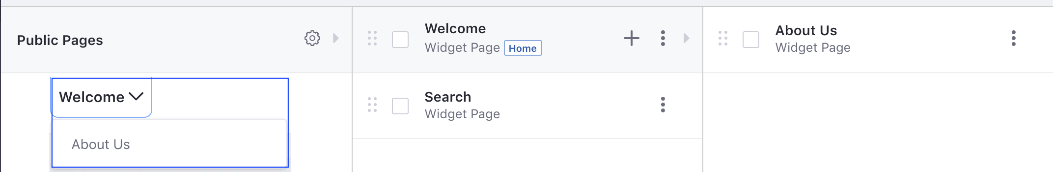 Figure 5: About Us is now nested under Welcome and appear when you mouse-over Welcome.