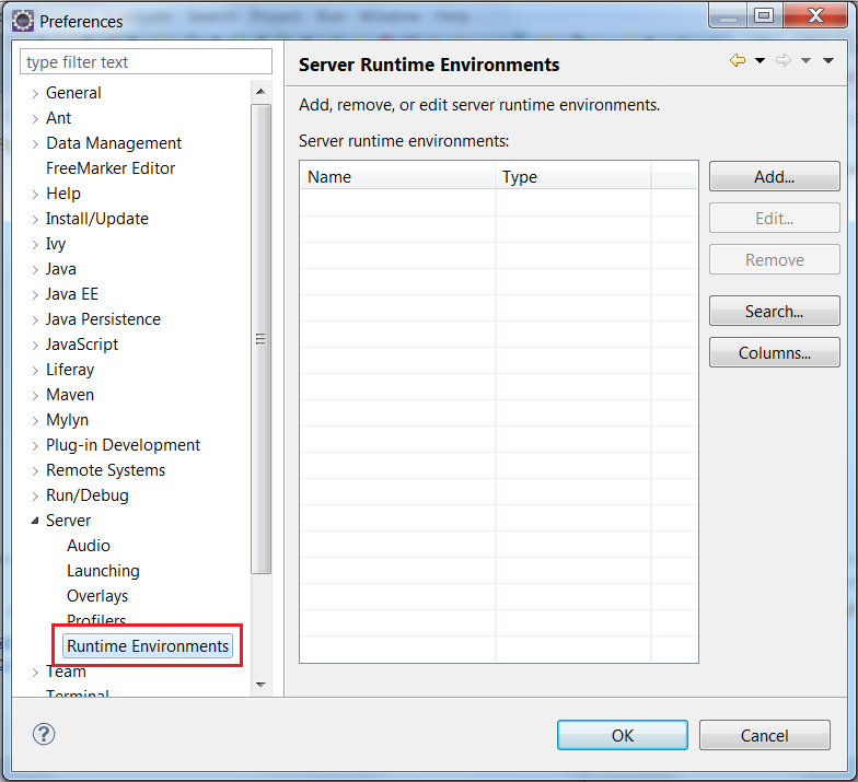 Figure 10.2: Choosing a runtime environment