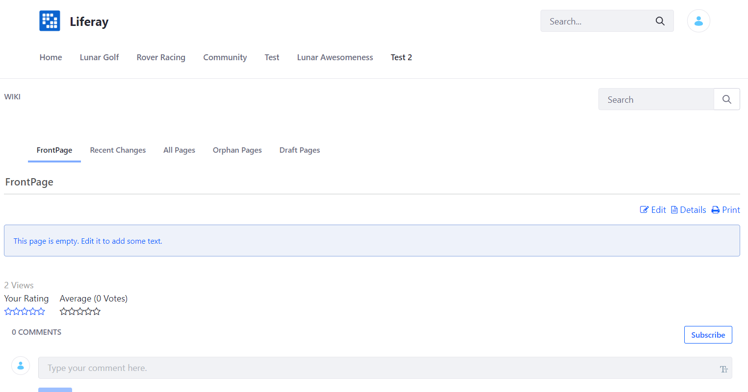 Figure 2: The Wiki displayed as a Full Page Application.