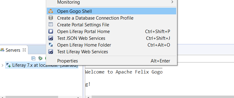 図1：Gogoシェルを使用してDev Studioでターミナルウィンドウを開くには、*Gogoシェルを開く*を選択します。