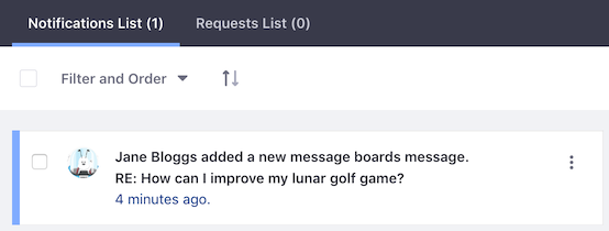 Figure 2: The Notifications List section displays all your notifications in a paginated list.