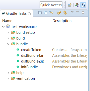 Figure 3: The Gradle Task toolbar offers Gradle tasks and their descriptions, which can be executed by double-clicking them.