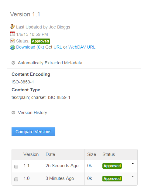 Figure 5.26: Updating a file through Liferay Sync increments the files version number. You can view a files version number through the web interface.