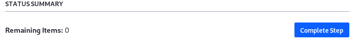 Figure 7: Click Complete Step once all of the Users application data is reviewed and dealt with.