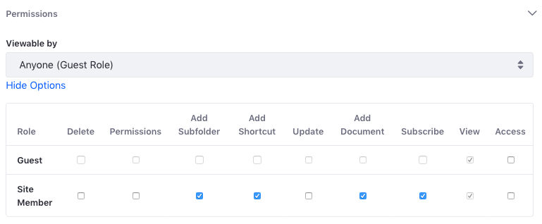 Figure 1: Select your folders permissions.