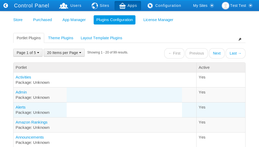 Figure 15.17: Plugins Installation Portlet Tab Default View