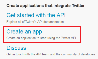 Figure 8.23: Select Create an app from within the Developers
page.