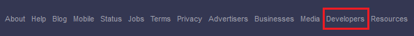Figure 8.22: Select the Developers tab on
Twitter.