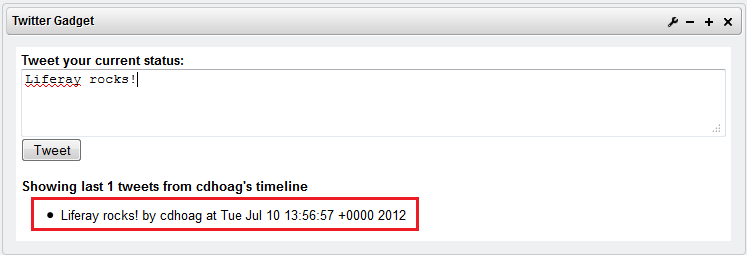 Figure 8.32: Here is your Twitter gadget just the way you like
it!
