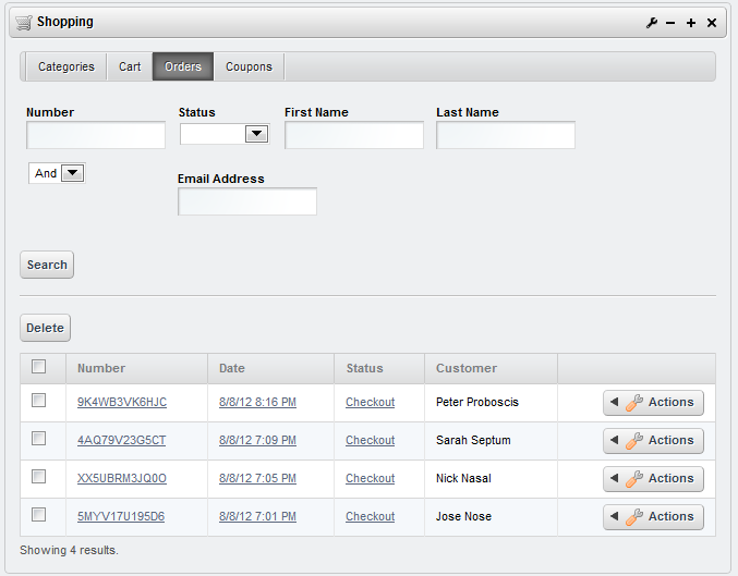 Figure 12.26: Search for orders in the Orders view or select one from the list.