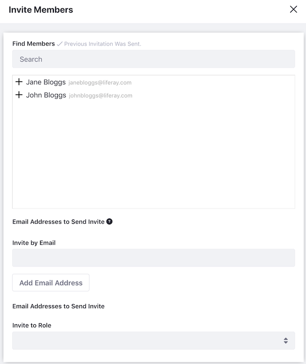 Figure 1: You can invite users by clicking the add sign next to the users name.