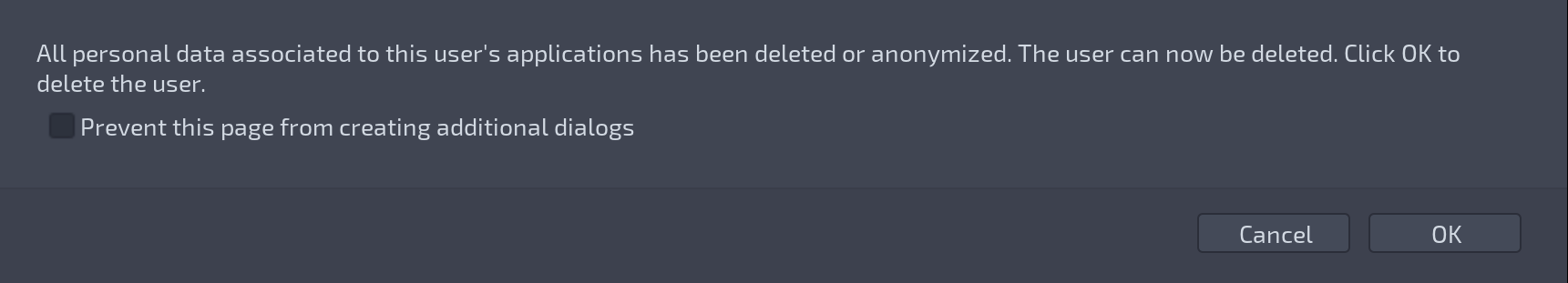 Figure 4: To finish the data erasure process, delete the User.