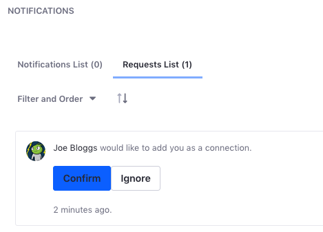 Figure 2: Users get a notification that lets them respond to connection requests.