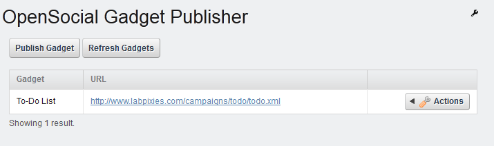 Figure 8.16: Publish gadgets for portal-wide use via the OpenSocial Gadget
Publisher.