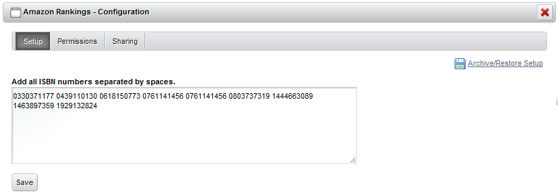 Figure 12.30: Separate ISBNs with single spaces.