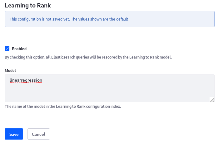 Figure 1: Enable Learning to Rank in Liferay DXP from the System Settings entry.