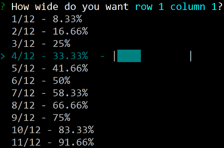 Figure 2: You must specify the width for each column in the row.
