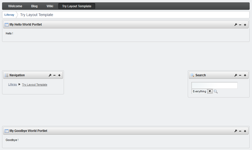 Figure 6.6: Page with portlets embedded in layout template