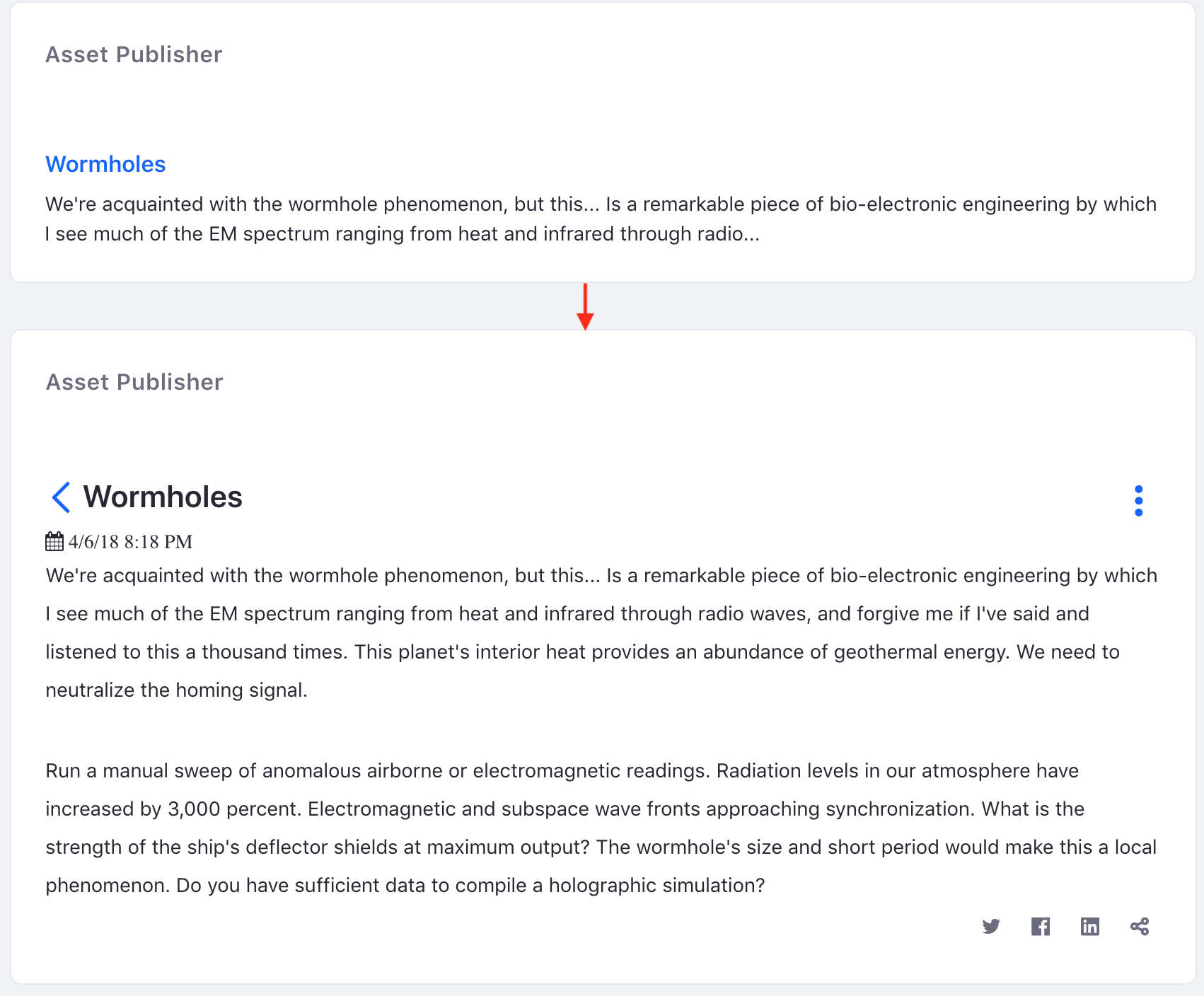 Figure 1: The abstract and full content views are rendererd differently for blogs.