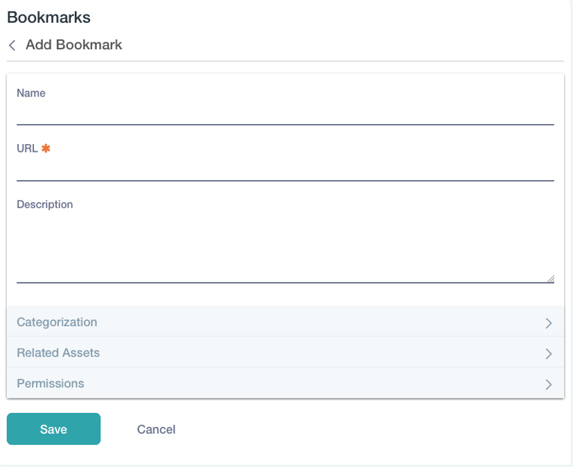 Figure 2: The Add Bookmark form lets you create a bookmark.