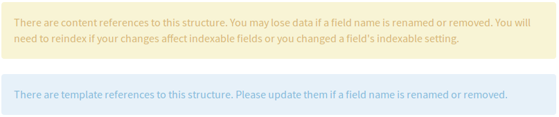 Figure 14: Youll be warned if you try to edit a data definition thats referenced in a template.