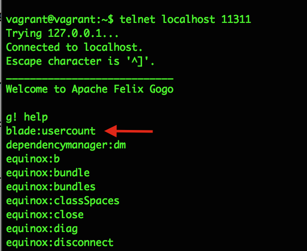Figure 1: The sample Gogo shell command is listed with all the available commands.