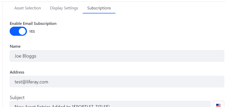 Figure 1: An email subscription notifies users when new assets are published.
