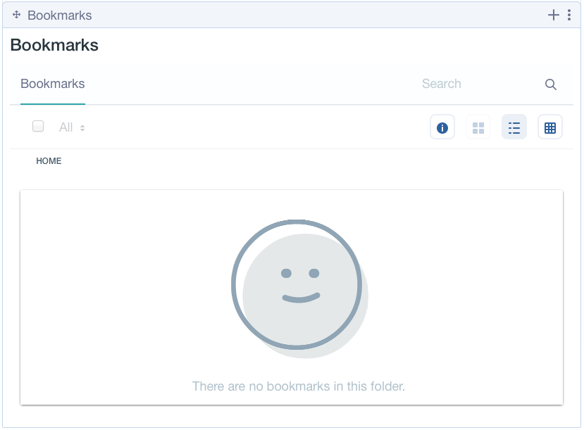 Figure 1: Initially, no bookmarks appear in the Bookmarks app.