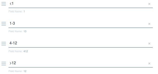 Figure 9: A select fields options will be given Field Names. These are used as the value in your Field Visibility Expression.