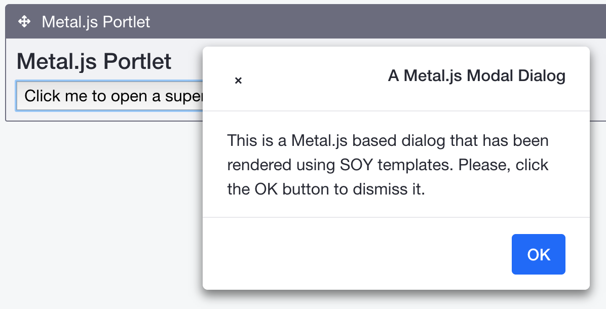 Figure 1: Clicking the button returns displays a dialog window.