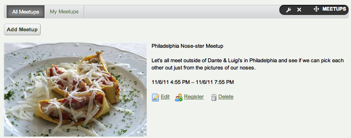Figure 8.3: The Meetups
Portlet