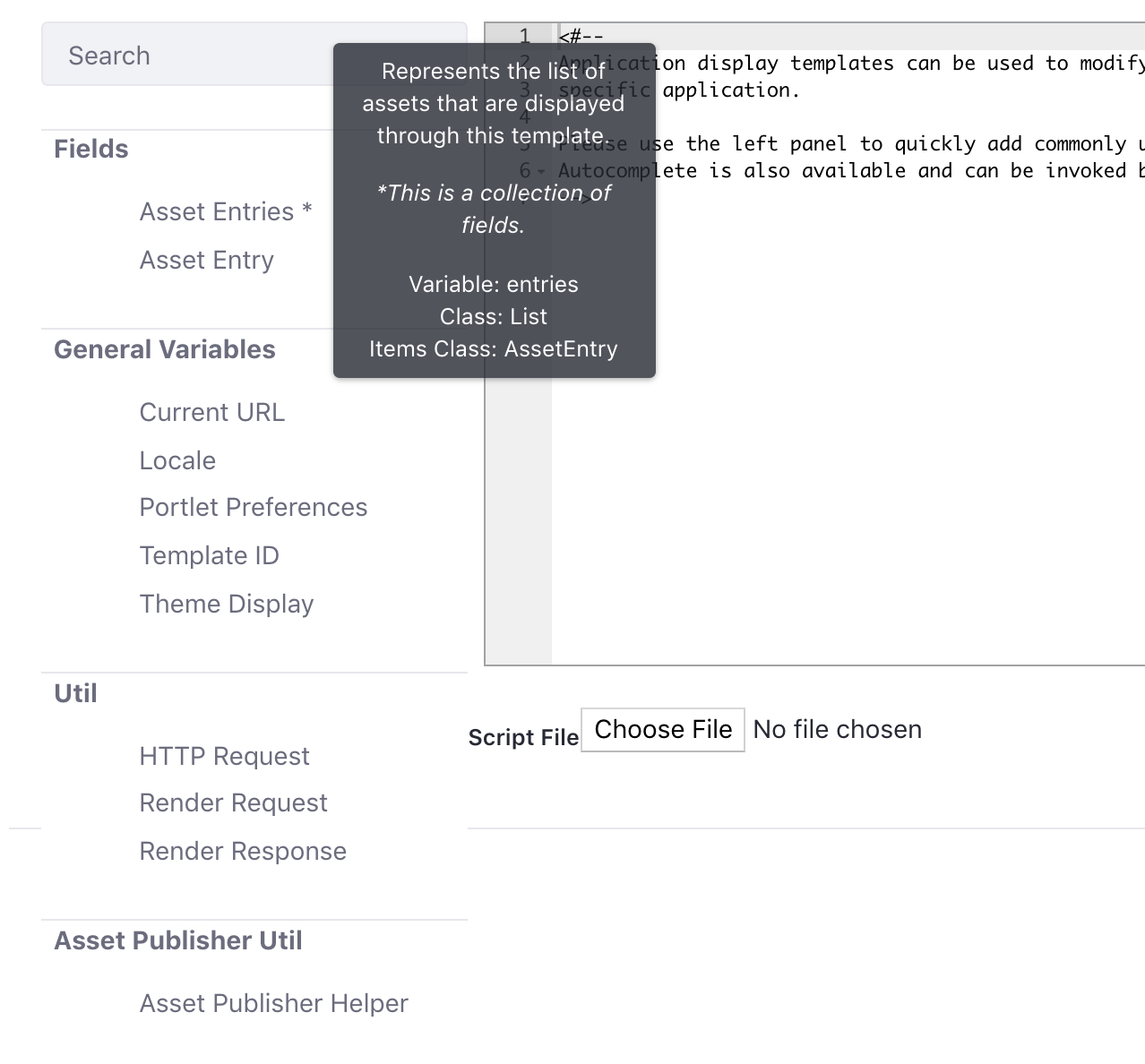 図2：Liferayは、ADTをカスタマイズするための多目的なスクリプトエディターを提供します。