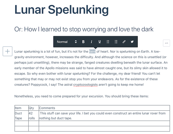 Figure 1: This screenshot shows some of the blog entry editors controls.