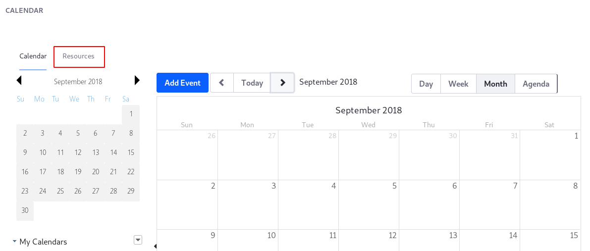 Figure 1: Resources are accessed from the tab menu at the top of the widget.