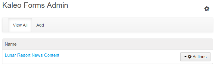 Figure 13.13: Once created, your process is listed in Kaleo Forms Admin.