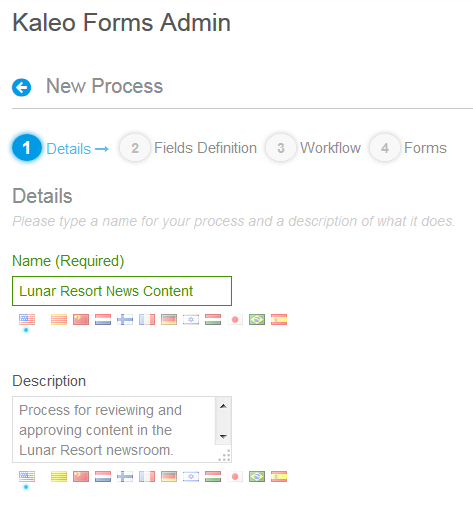 Figure 13.1: The first step of the New Process Wizard.