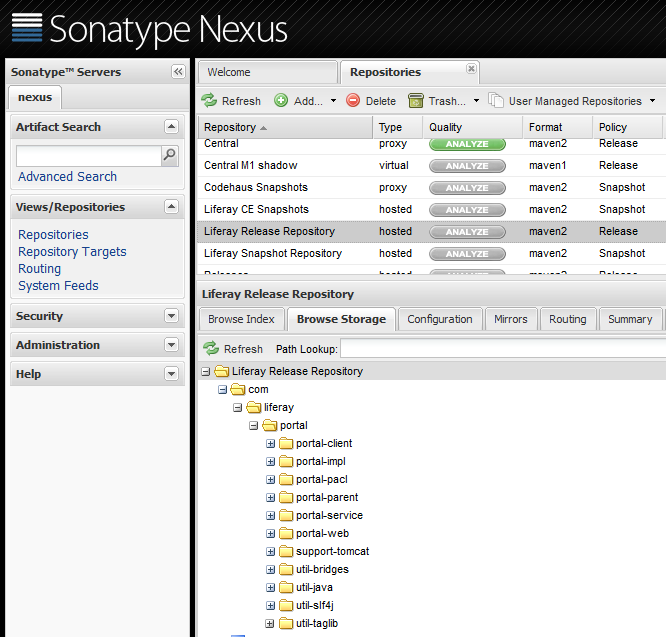 Figure 3: Your repository server now provides access to your Liferay Maven artifacts.