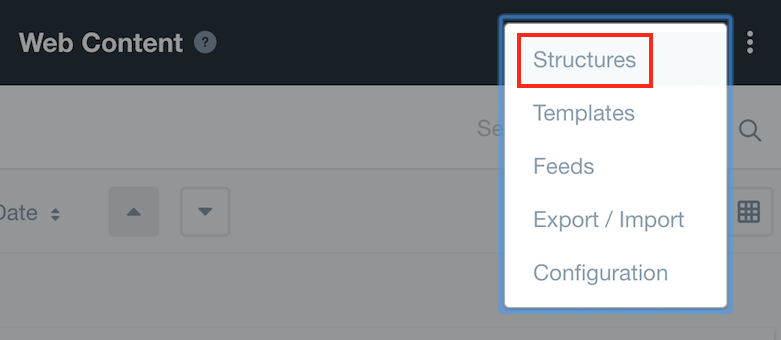 Figure 1: Select Structures from the Options menu.