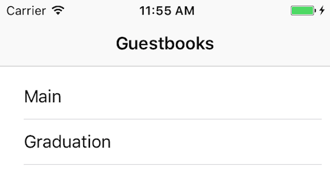 Figure 3: After login, Guestbook List Screenlet displays the list of guestbooks from the portlet.