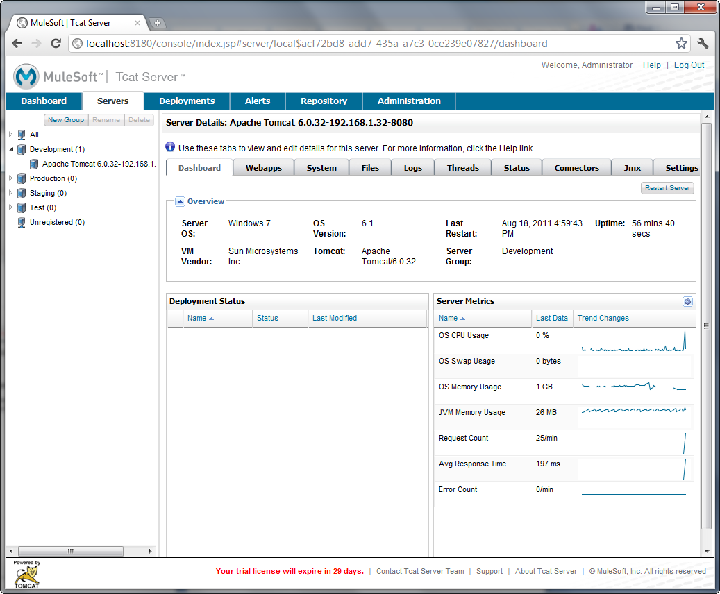 Figure 14.26: Monitoring a registered server