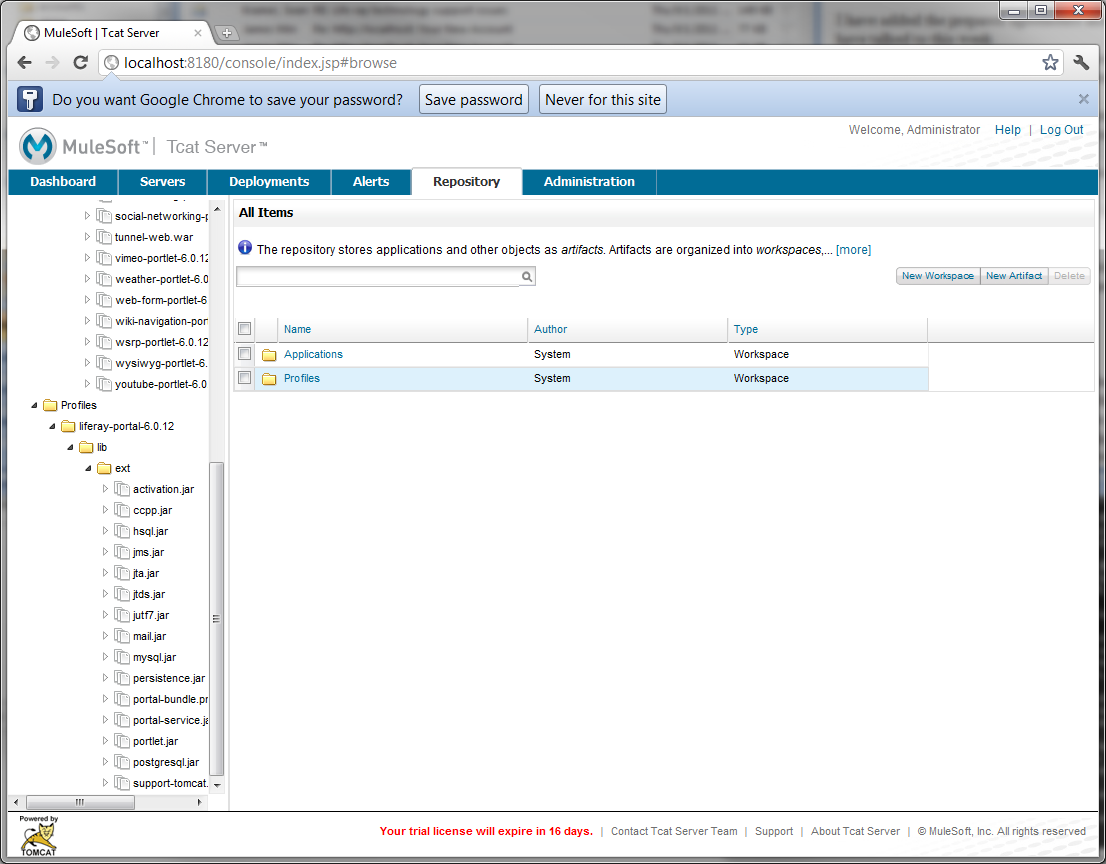 Figure 14.27: Tcat Repository profiles